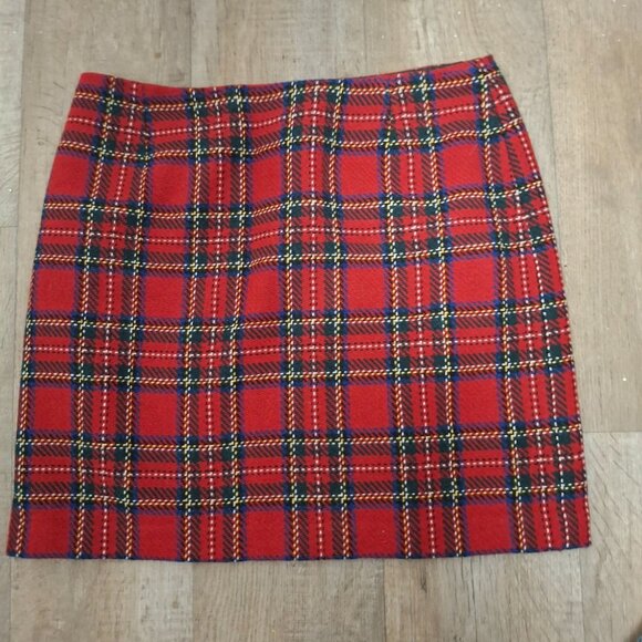 Eddie Bauer Dresses & Skirts - Eddie Bauer Womens Red Plaid Wool Blend Skirt Size 18 Fully Lined